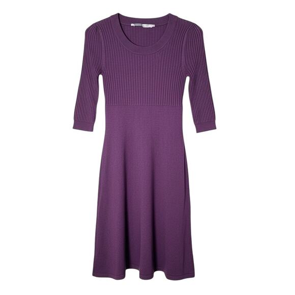 Athleta Dresses & Skirts - Athleta purple 3/4 sleeve knit A line sweater dress size XS B53